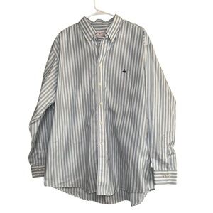 Brooks Brothers 346 Shirt Mens Size XL Blue Striped Button Up Career Casual Logo